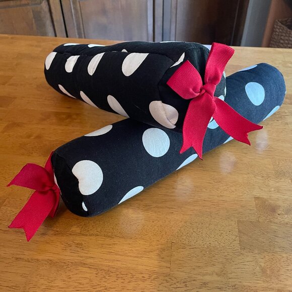 One set black white polka dot boot shapers with red bow - Picture 2 of 5